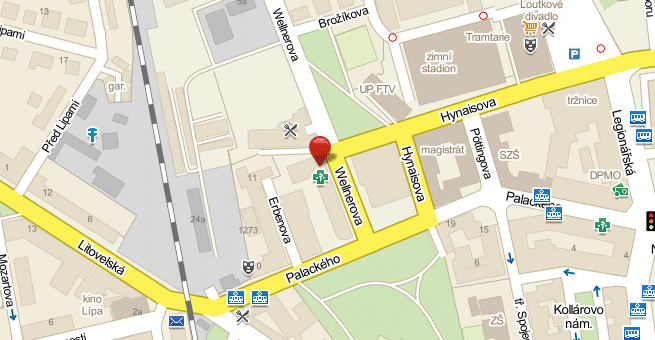 Mapa - Pracoviště Olomouc